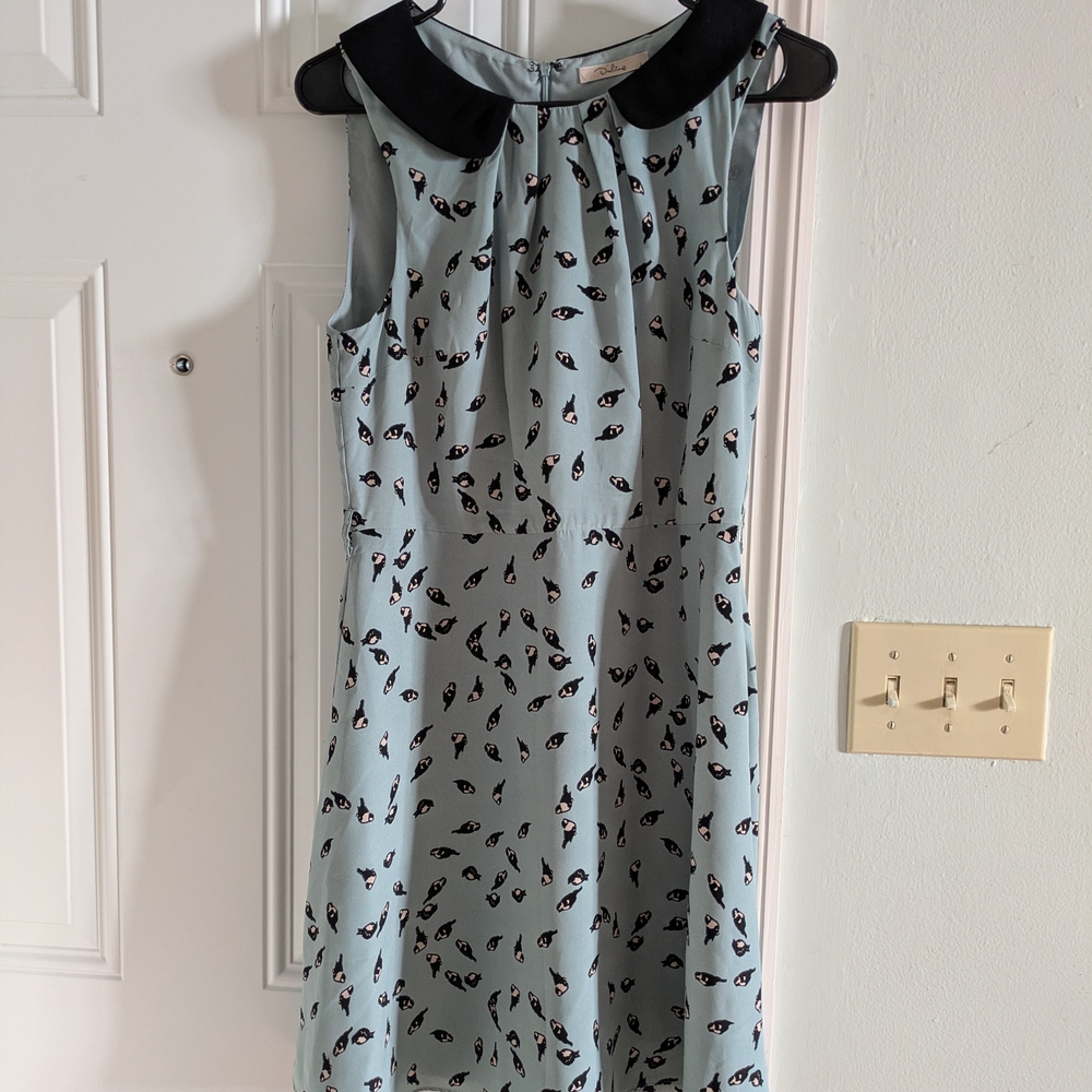 Darling Black and Blue Eye-Patterned Mini Dress